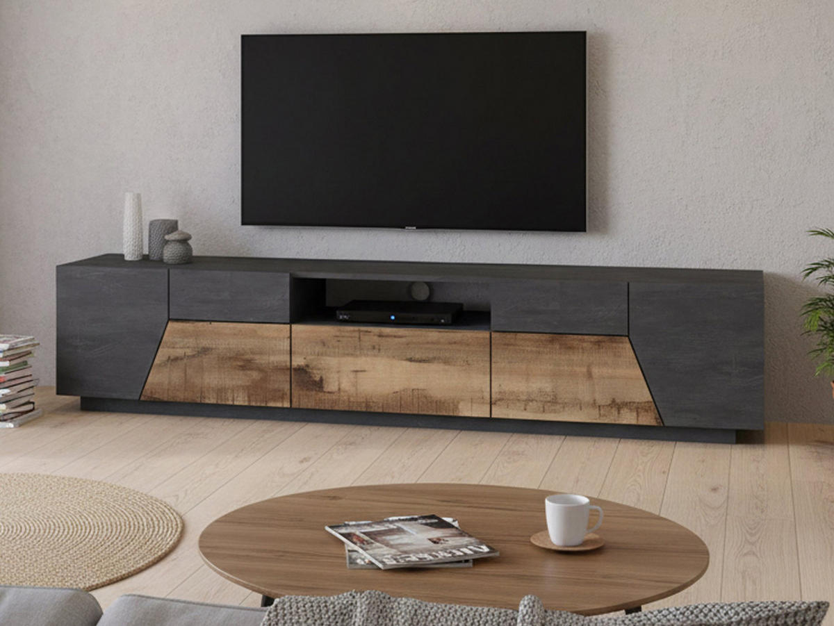 FERNSEHSCHRANK Ahorn, Schiefer 43/220/46 cm - Schieferfarben/Ahornfarben, Holzwerkstoff (220/46/43cm) - DMORA