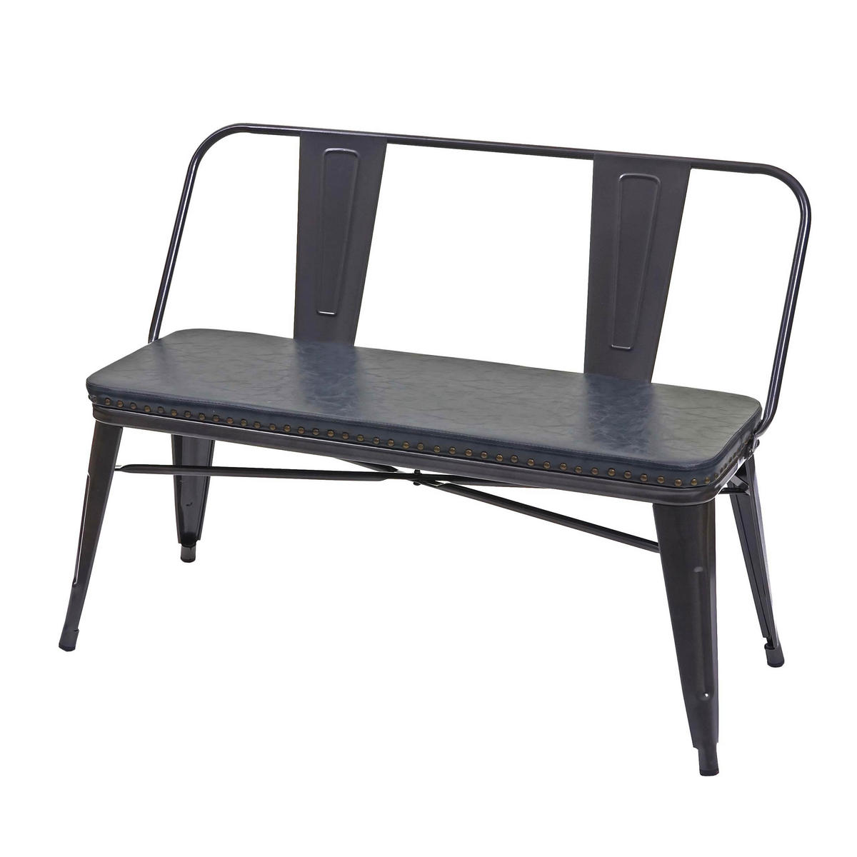 2ER-SITZBANK INDUSTRIEDESIGN Schwarz, Grau - Schwarz/Grau, Textil (114/82/50cm) - MCW