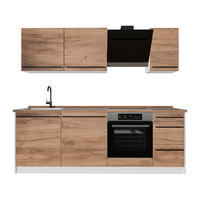 KÜCHENZEILE R-Line, Goldkraft Eiche/Weiß, 220 cm Arbeitsplatte Goldkraft Eiche - Honigeiche/Weiß, Holzwerkstoff (220/81.6/60cm) - Vicco