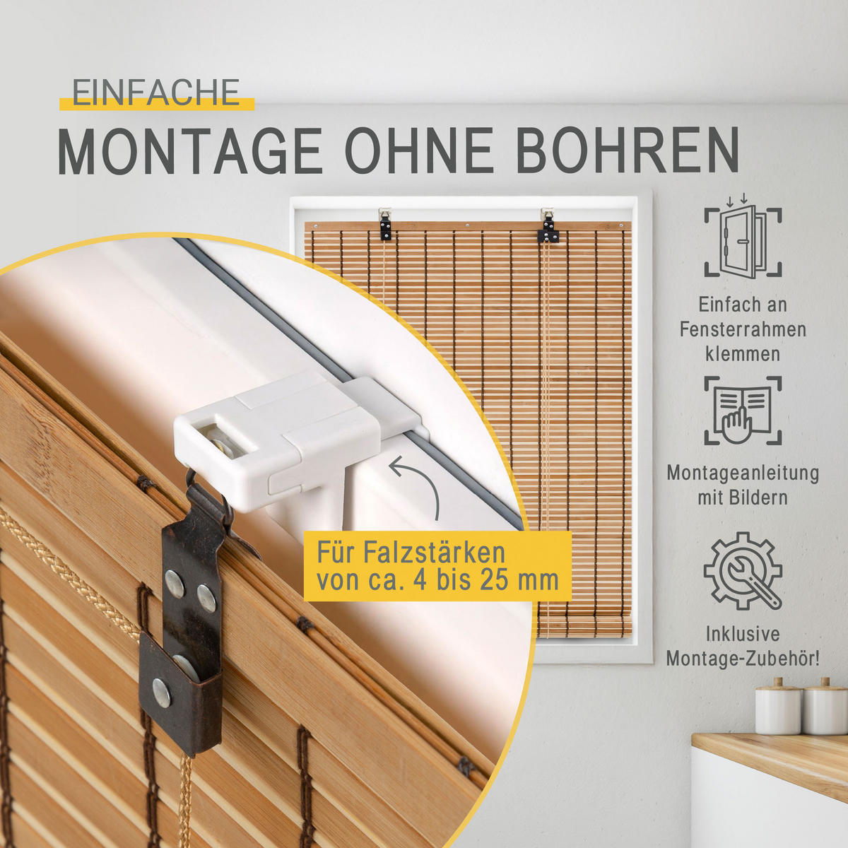 BAMBUSROLLO SolDecor BR7 90x220cm Teak - Teakfarben, Holz (90/220cm) - Sol Royal