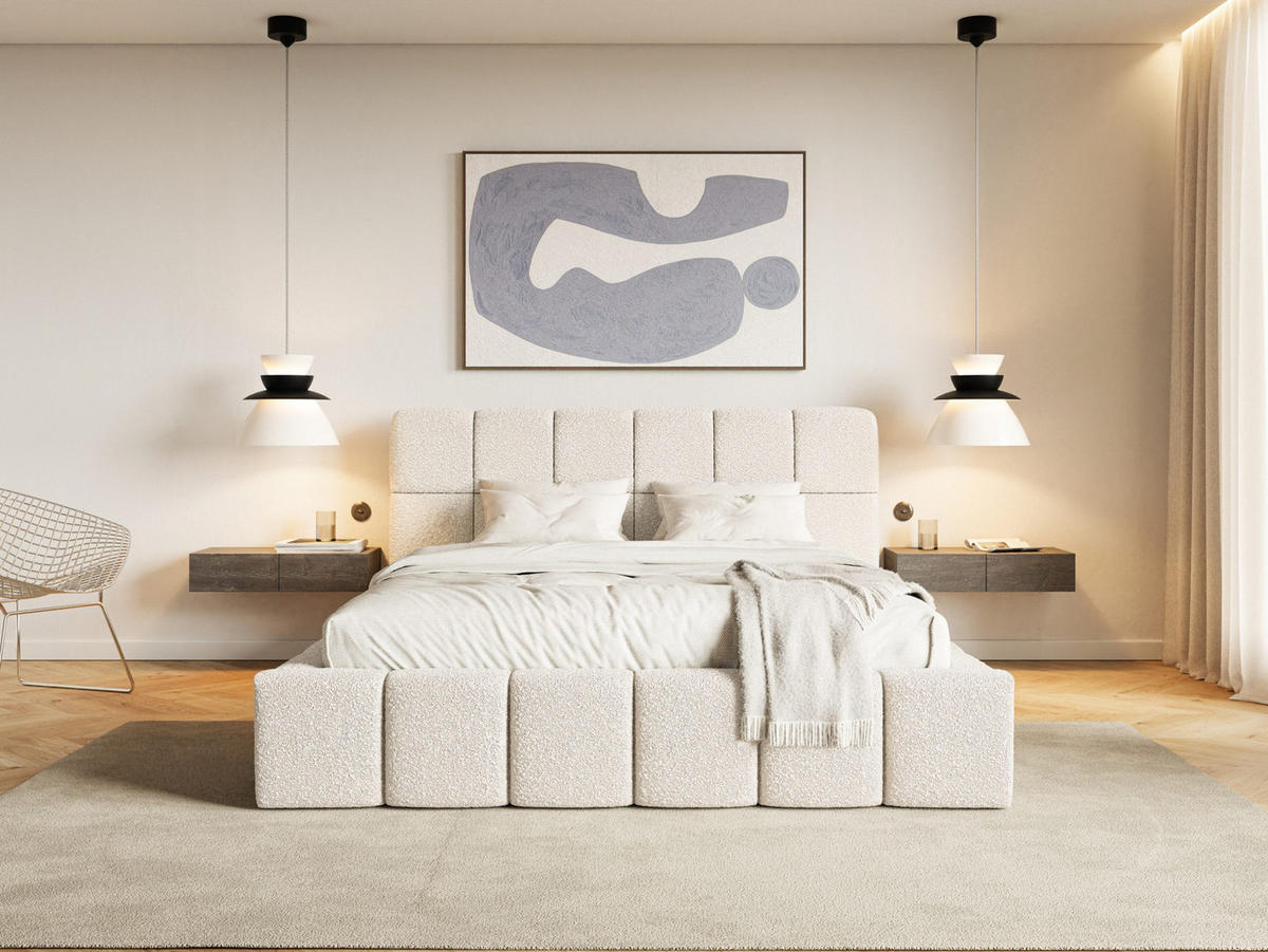 POLSTERBETT Lund 140x200 cm, Creme - Creme, Textil (140/200cm) - Fedve
