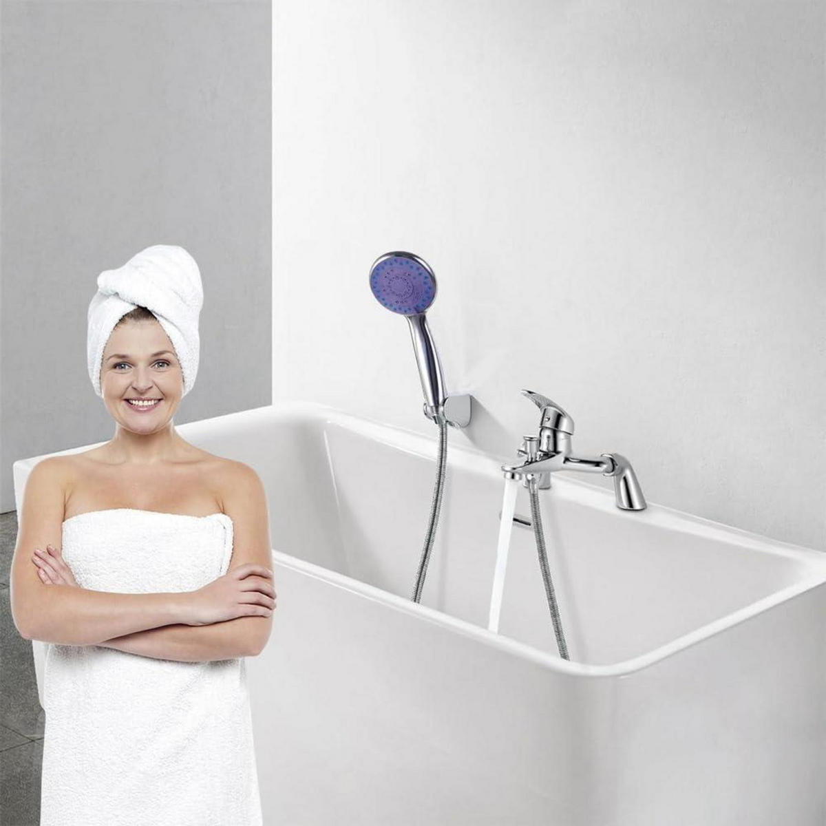 BADEWANNENARMATUR Wandmontage Einhandmischer mit Duschfunktion - Multicolor, Metall (8/2.5/20cm)