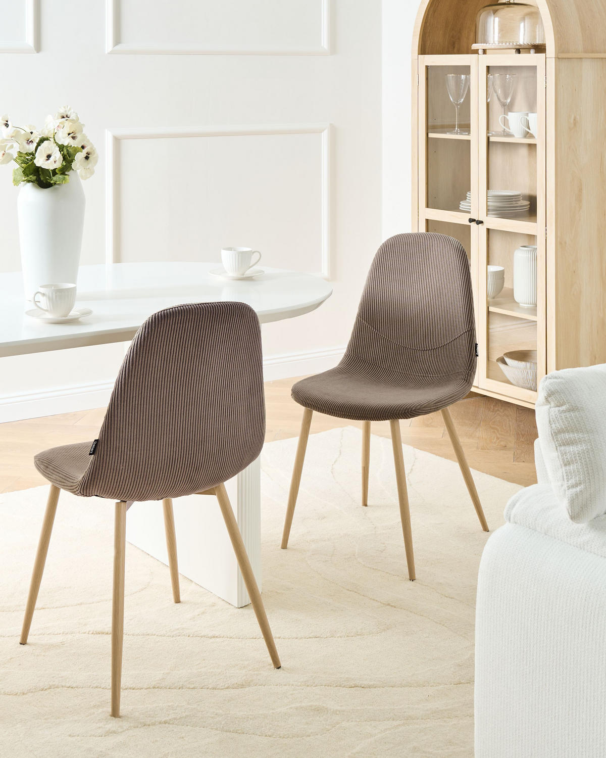 ESSZIMMERSTUHL 2er-Set Beige Hilden - Taupe/Braun, Textil (43/84/52cm) - Beliani