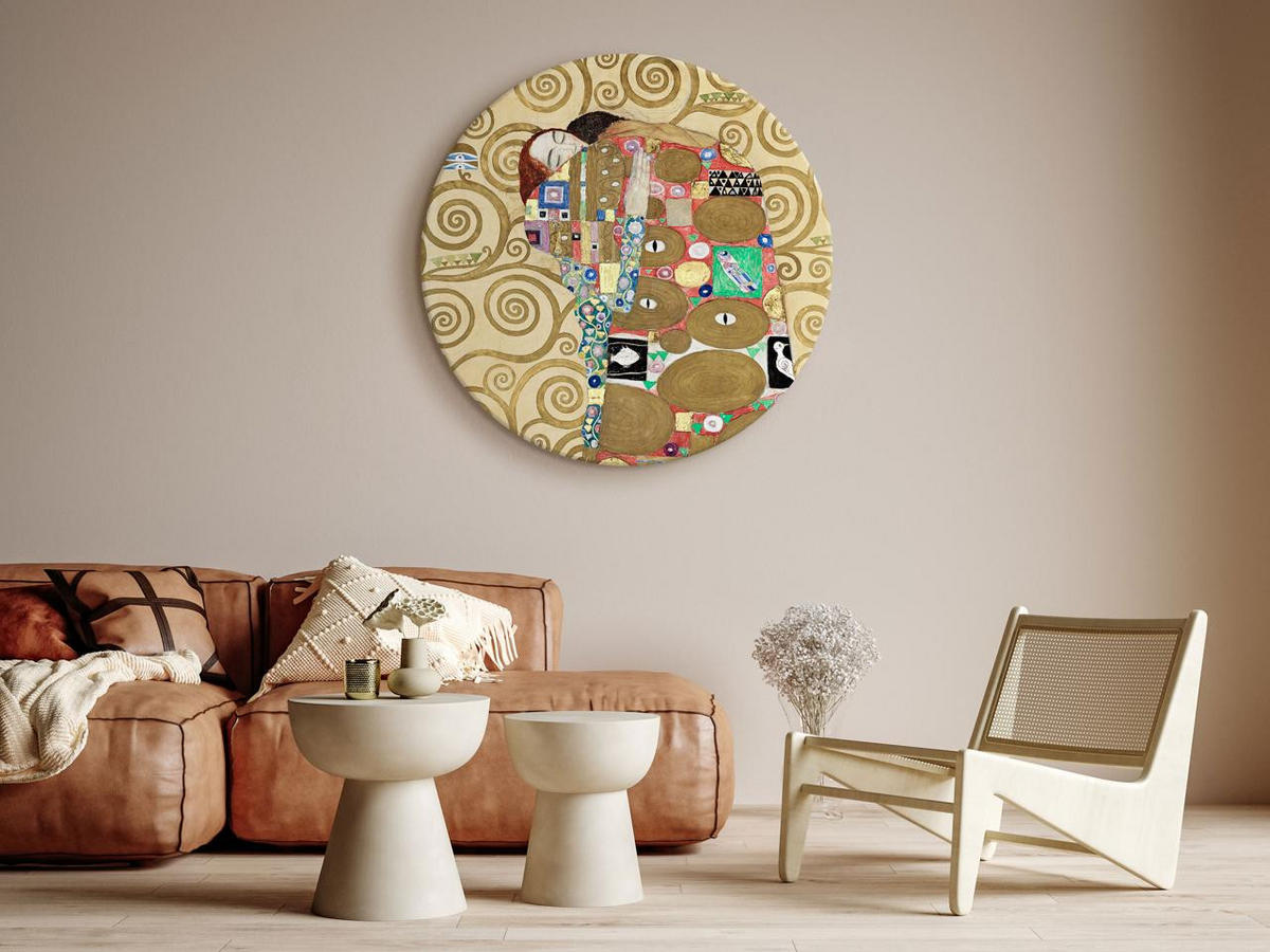 RUNDES BILD Braun 40/40 cm - Beige/Braun, Textil (40/40cm) - KUNSTLOFT