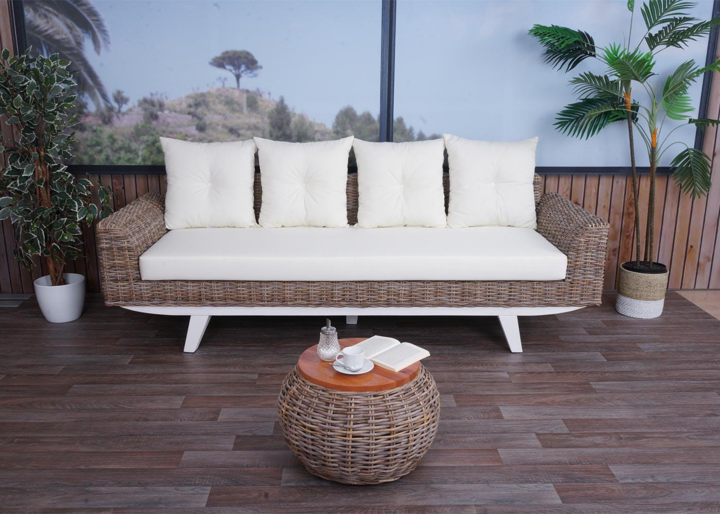 SOFA Cremeweiß - Weiß, Holz (209/85/78cm) - MCW