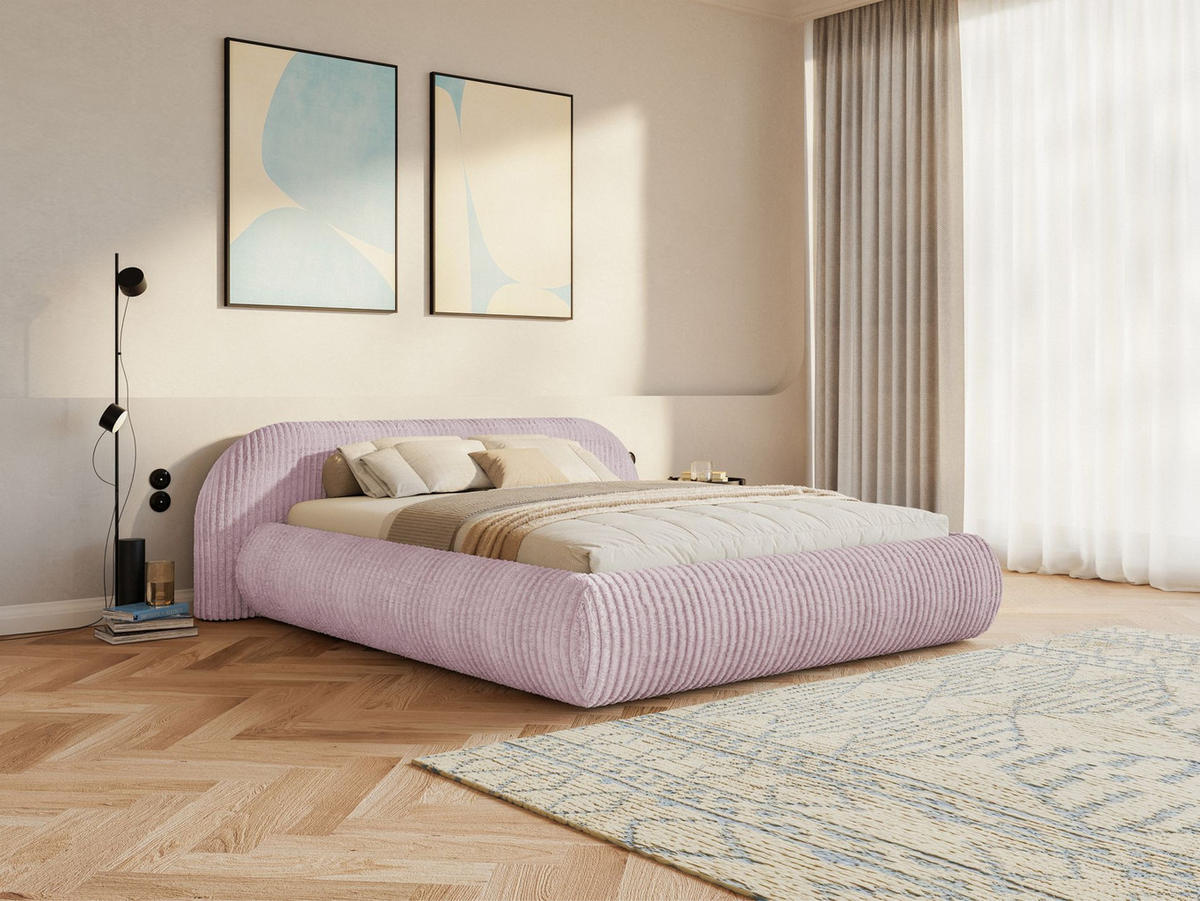 POLSTERBETT Shels Low Rosa 180x200 cm - Pink/Schwarz, Kunststoff/Textil (180/200cm) - Selsey