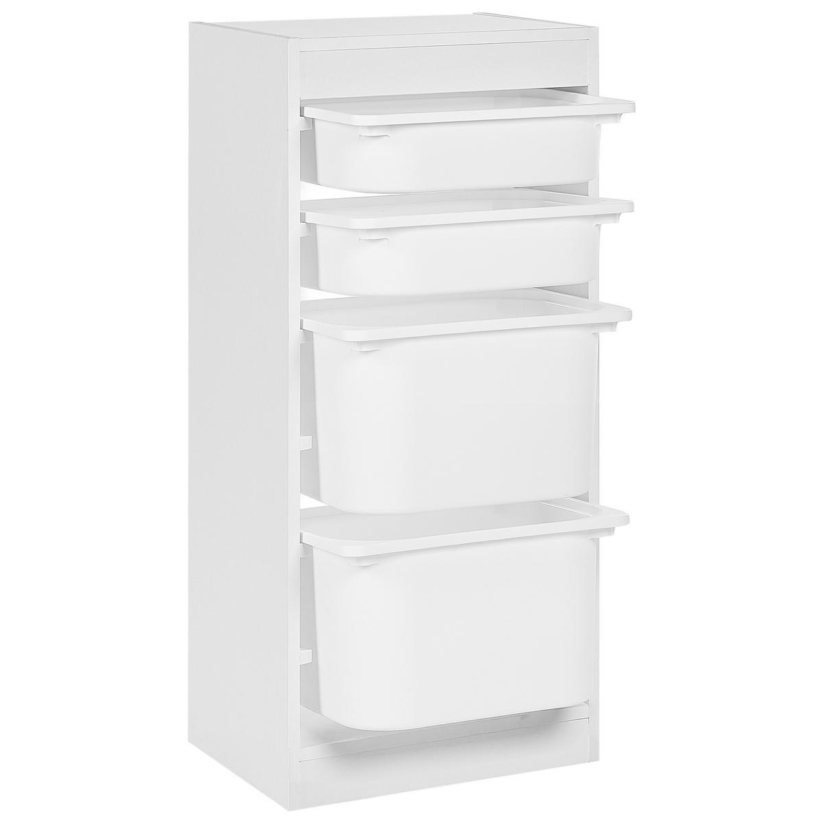 RAFT cu 4 cutii de depozitare alb Tobin - alb, compozit lemnos (42/89/30cm) - Beliani