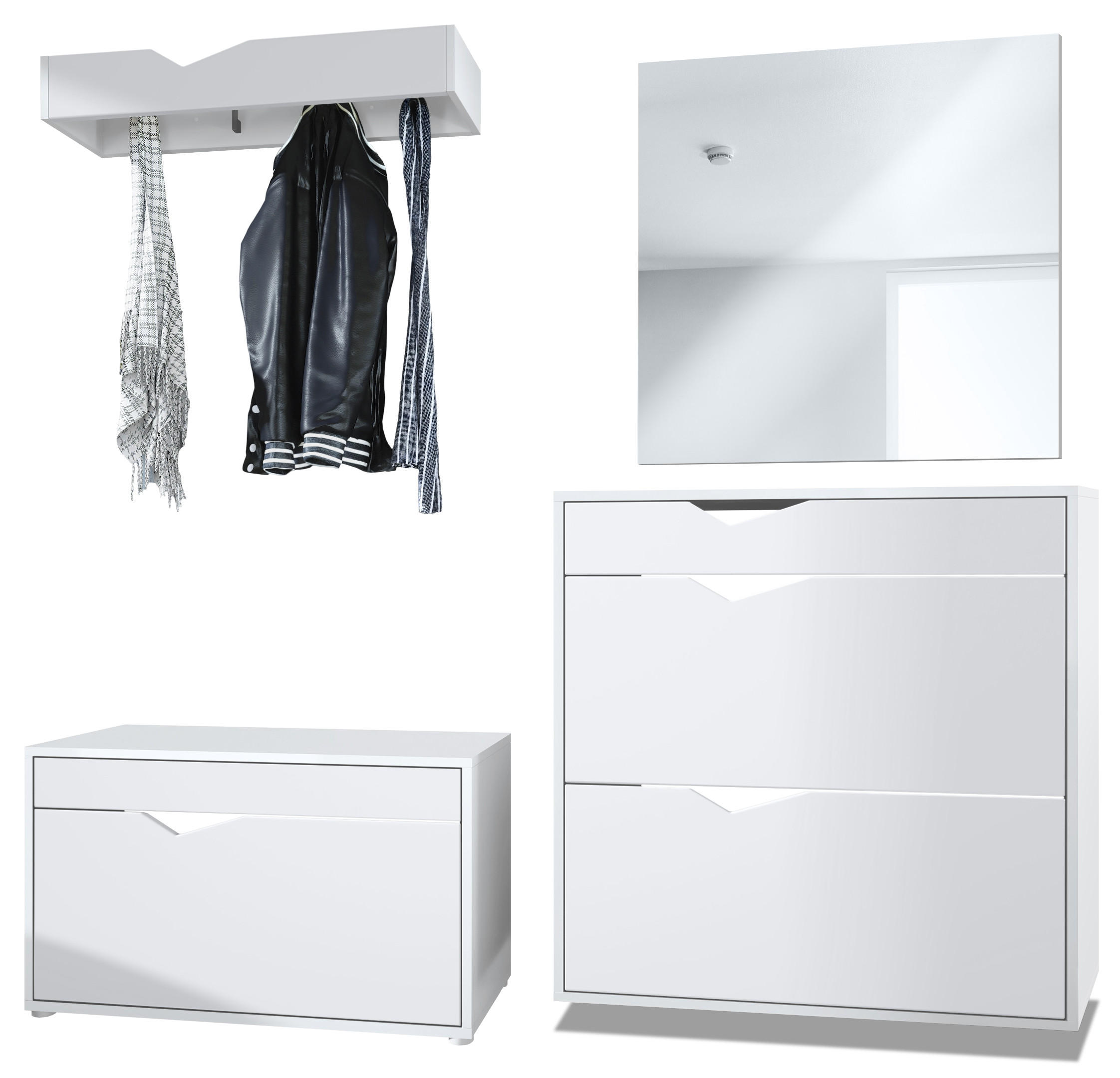 GARDEROBE Kolmio Fronten in Weiß matt - Weiß, Holzwerkstoff (190/185/33cm) - Vladon