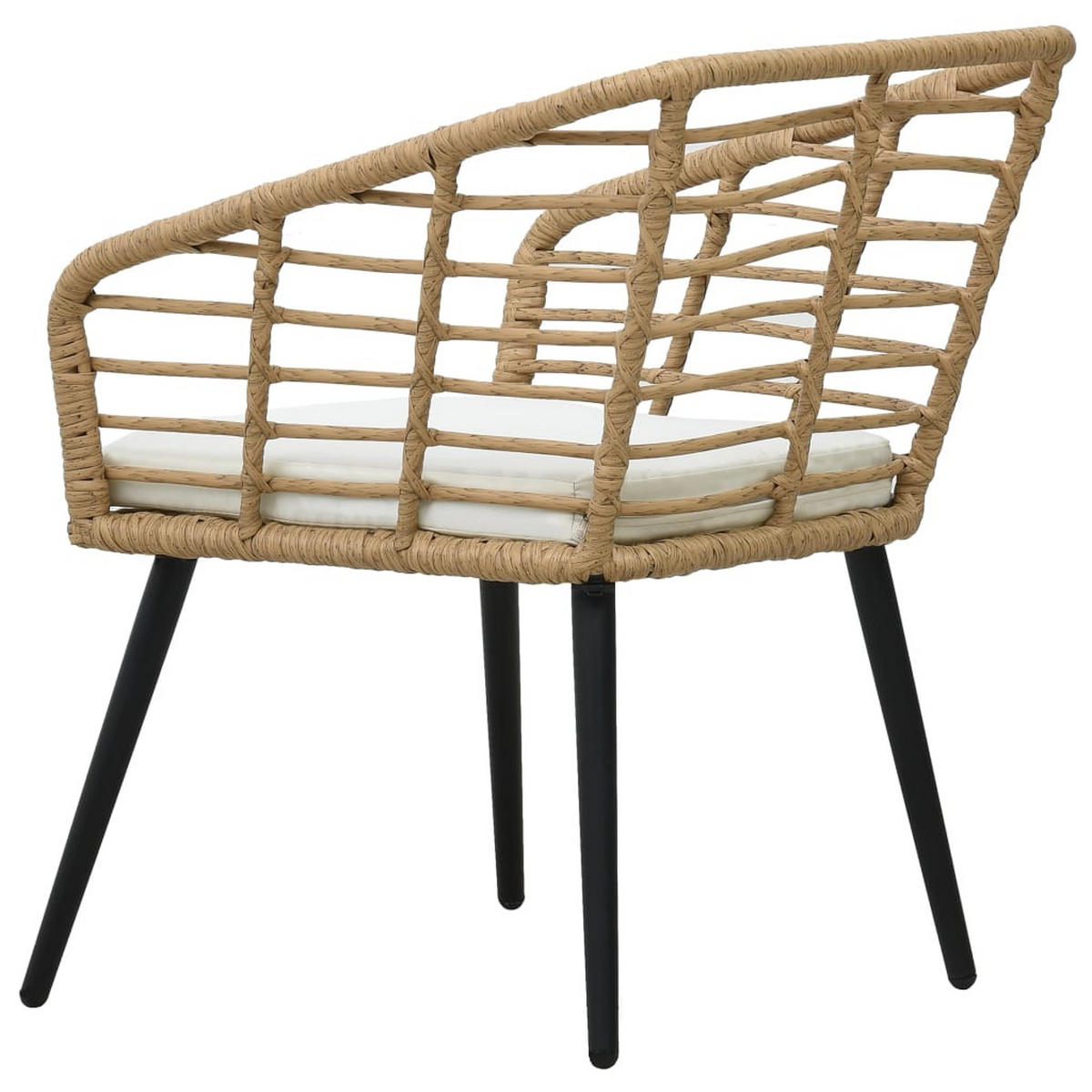 GARTENSTÜHLE 2er Set Mit Auflagen Poly Rattan Eiche - Creme/Braun, Kunststoff/Textil (63.5/77/53.5cm) - vidaXL