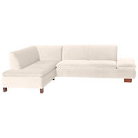 ECKSOFA mit Ottomane links Kaye Bezug Samtvelours Buche nussbaum dunkel / creme - Weiß, Kunststoff (190/270cm) - 58aufmkessel