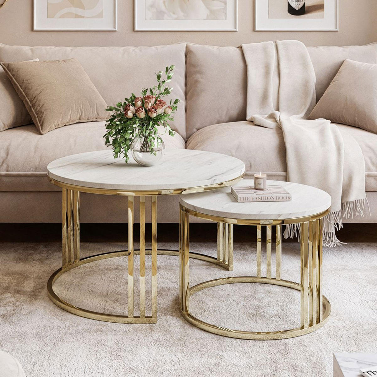 COUCHTISCH 2 in 1 LORI LEVANTO verchromt gold - Goldfarben, Holzwerkstoff (70/70/49cm) - Lookway