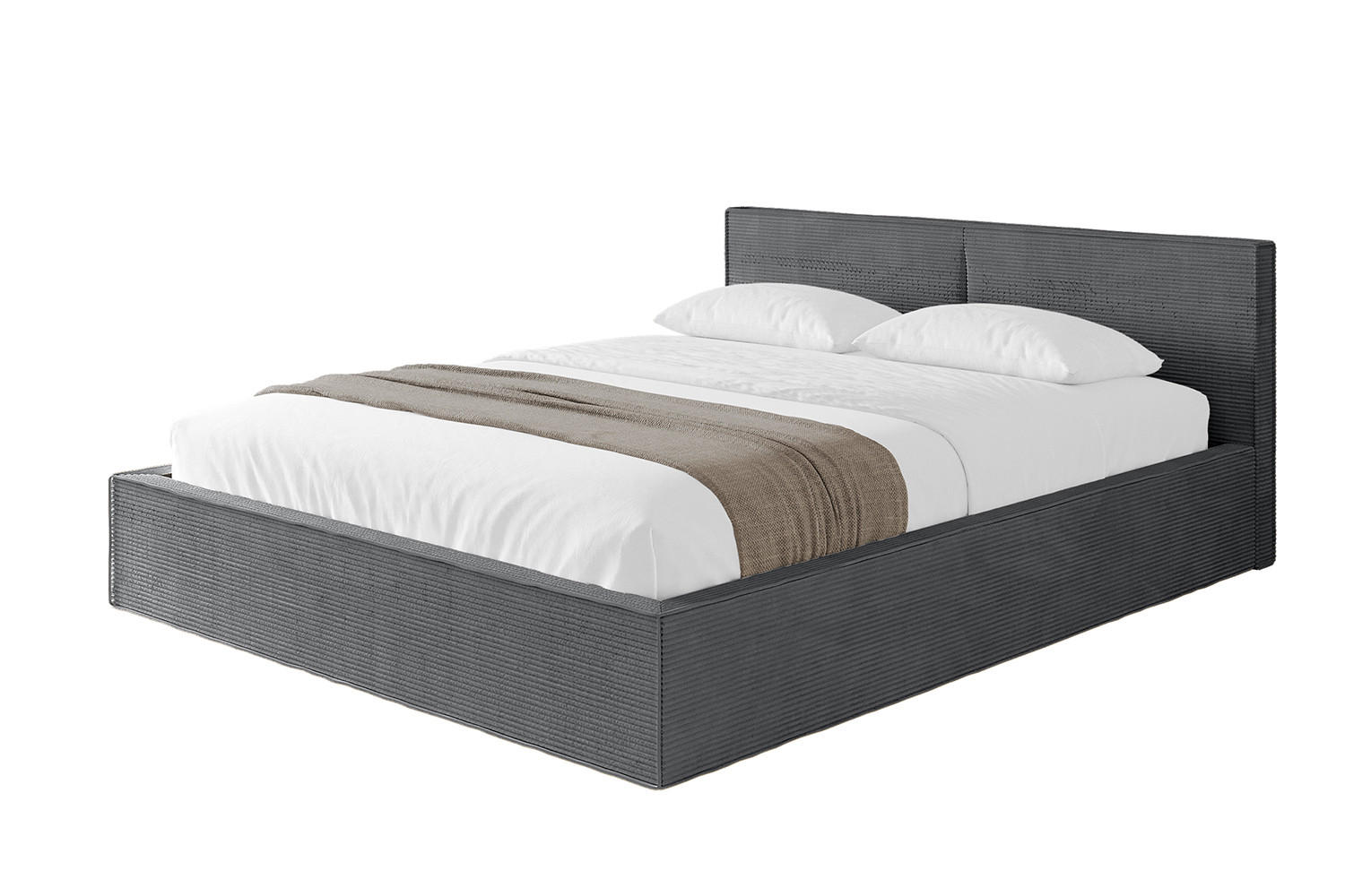 POLSTERBETT mit Bettkasten und Lattenrost, Bett mit Matratze H3/H4 - EMMI-V1 180x200 Dunkelgrau - Anthrazit, Holzwerkstoff/Textil (180/200cm) - ALTDECOR