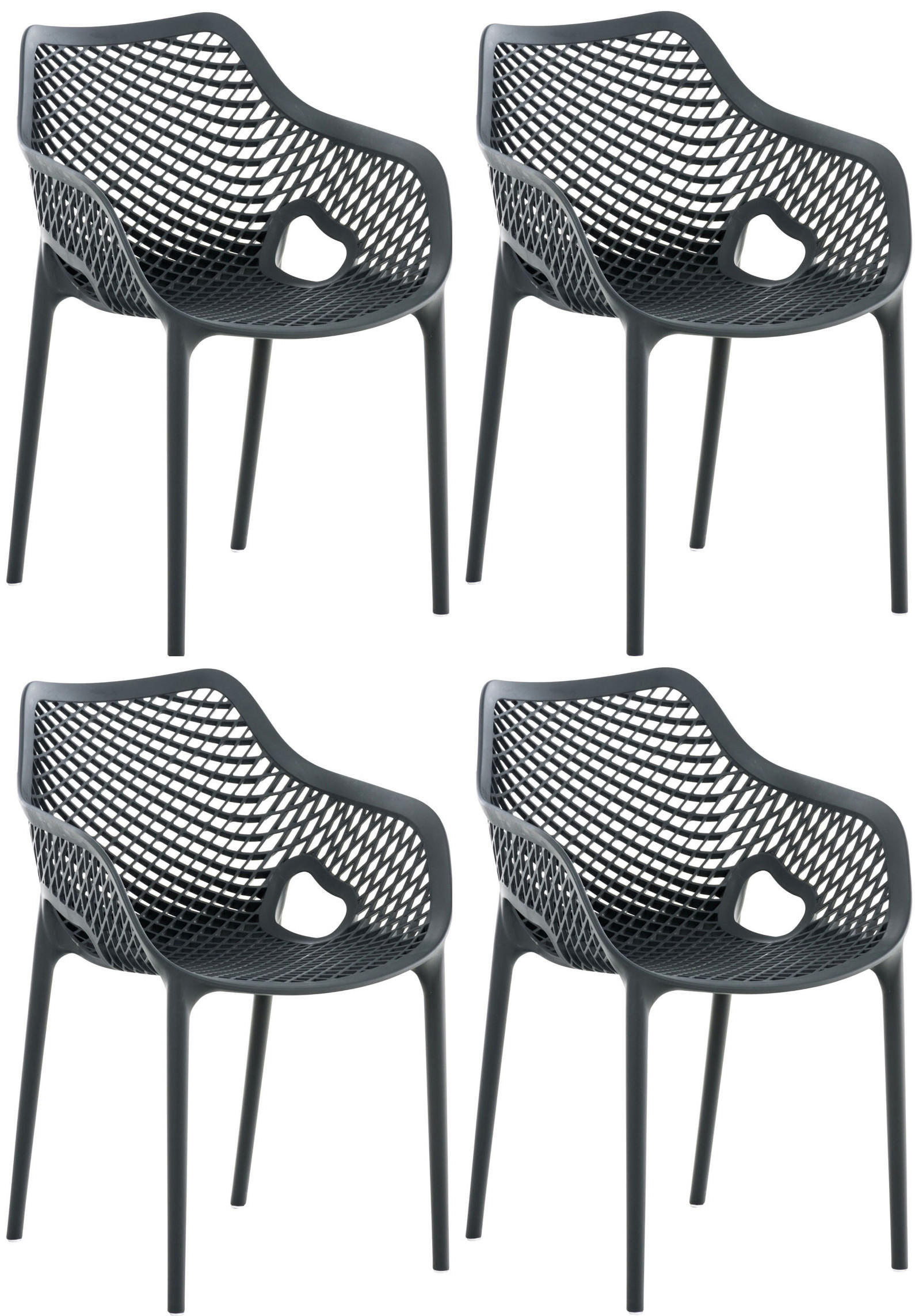 GARTENSTUHL 4er Set Kunststoff dunkelgrau - Dunkelgrau, Kunststoff (57/81/60cm) - CLP