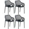 GARTENSTUHL 4er Set Kunststoff dunkelgrau - Dunkelgrau, Kunststoff (57/81/60cm) - CLP