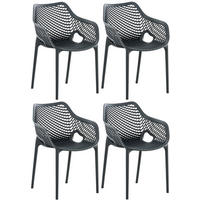 GARTENSTUHL 4er Set Kunststoff dunkelgrau - Dunkelgrau, Kunststoff (57/81/60cm) - CLP