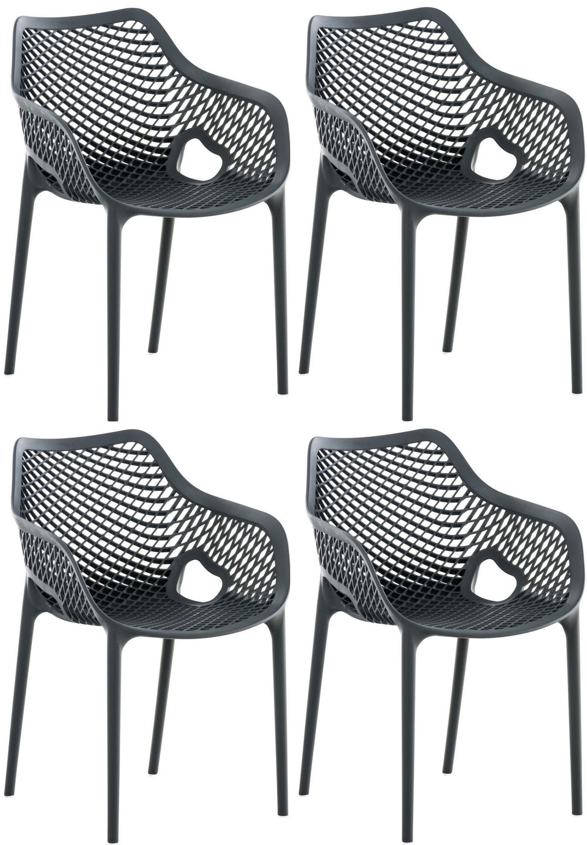 GARTENSTUHL 4er Set Kunststoff dunkelgrau - Dunkelgrau, Kunststoff (57/81/60cm) - CLP