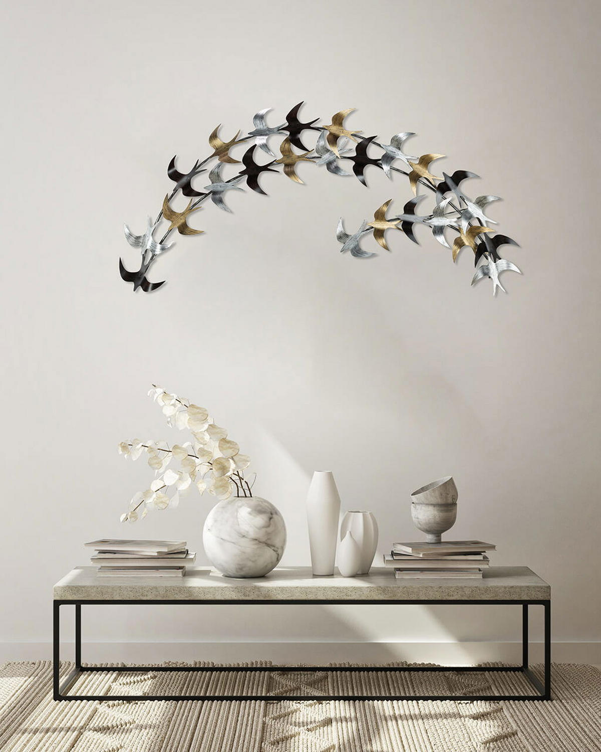WANDDEKO Gold 128/60 cm - Silberfarben/Goldfarben, Metall (3.8/60/9cm) - KUNSTLOFT