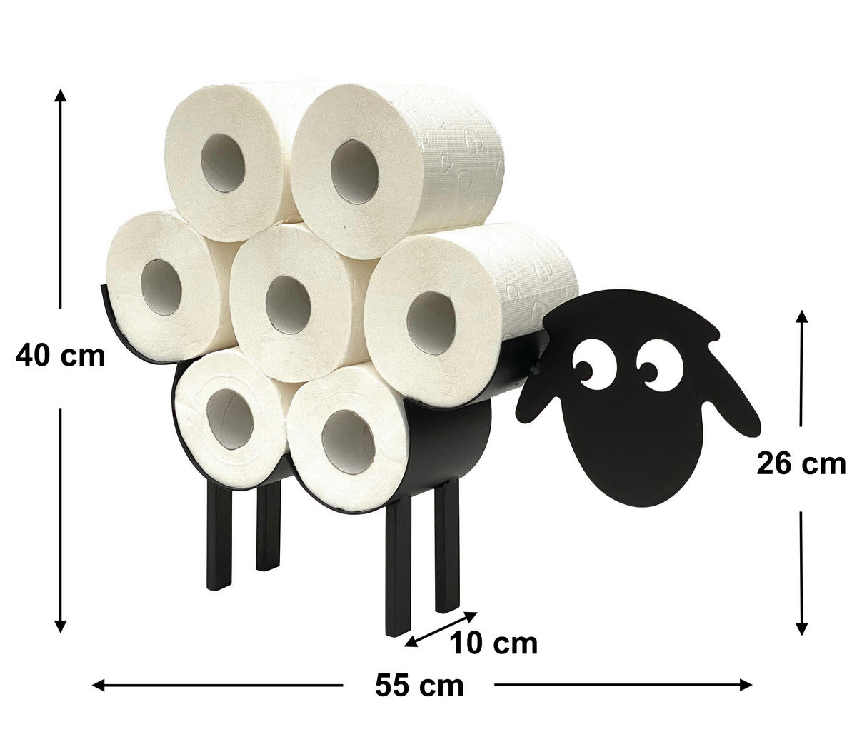 TOILETTENPAPIERHALTER Schwarz Metall Schaf 3.0 - Schwarz, Metall (55/26/10cm) - DanDiBo