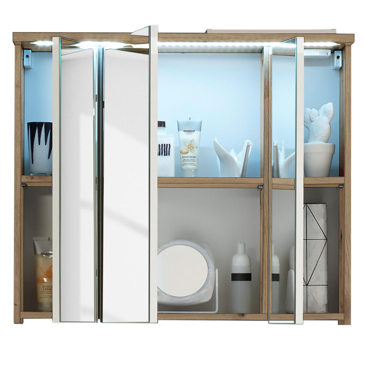 SPIEGELSCHRANK - Inklusive Beleuchtung - Eiche Artisan, Holzwerkstoff (80/68/20cm) - home24