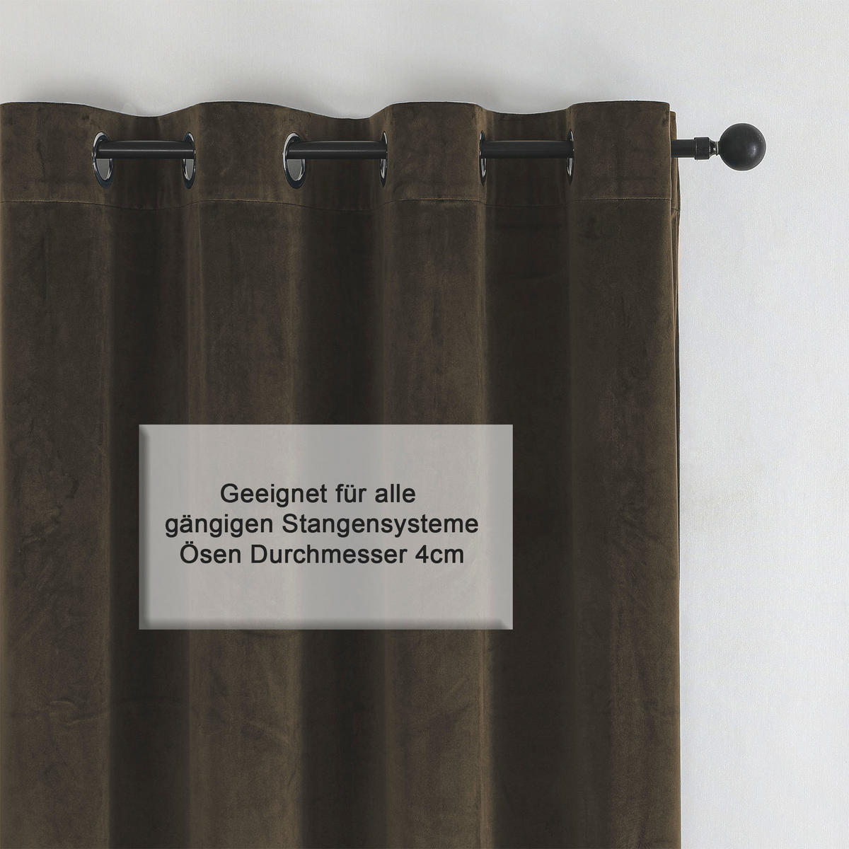VORHANG Ösen Samt 300/245 cm Braun - Braun, Textil (300/245cm) - TiborTex