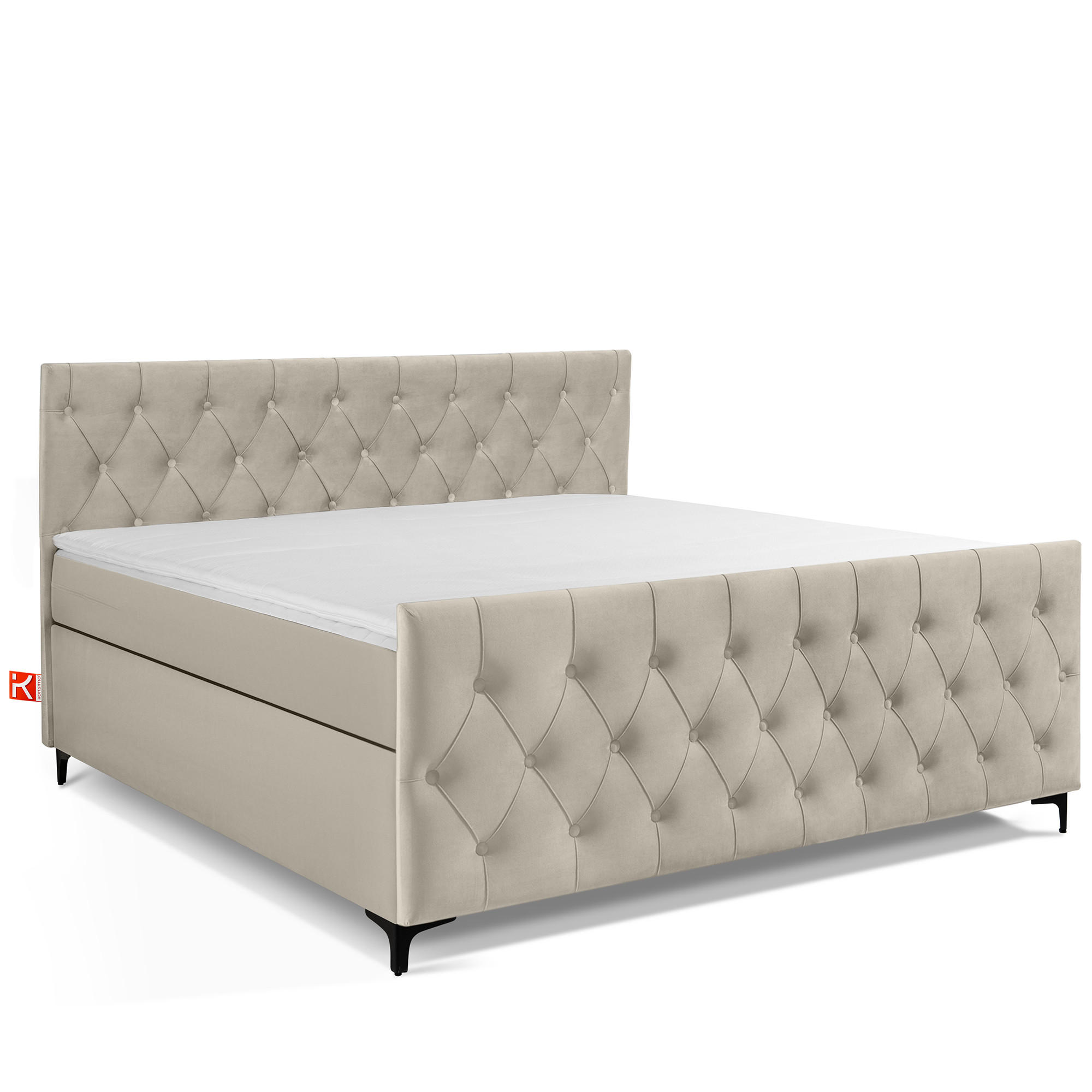 POLSTERBETT ARDEA, Creme - Creme/Schwarz, Holz/Holzwerkstoff (180/200cm) - KONSIMO®