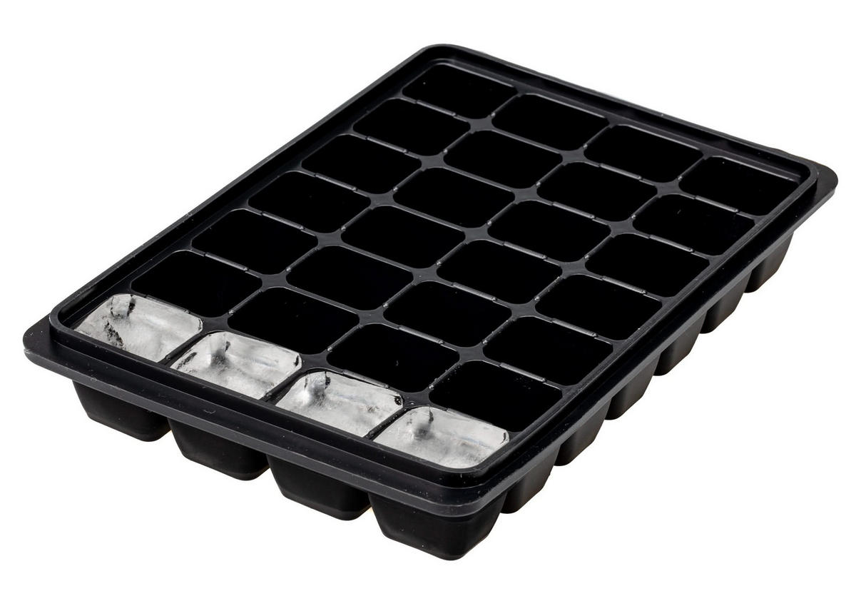 EISWÜRFELFORM - 28 quadratische Eiswürfel - Silikon - Easy Release - Wiederverwendbar - Schwarz, Kunststoff (12/4/23cm) - Sareva