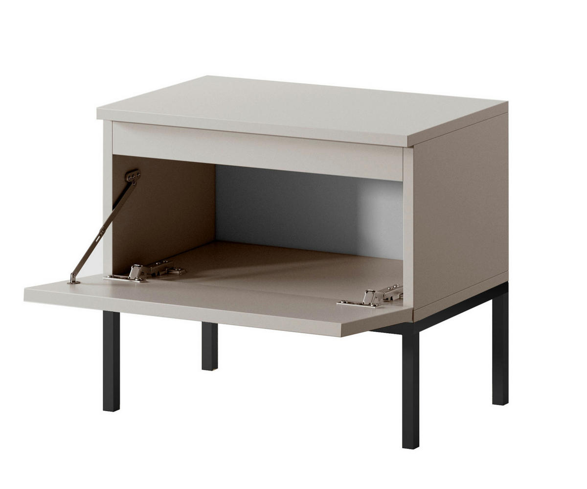 NACHTSCHRANK Bemmi Beige mit schwarzen Beinen - Beige/Schwarz, Holzwerkstoff/Metall (49/43/32cm) - Selsey