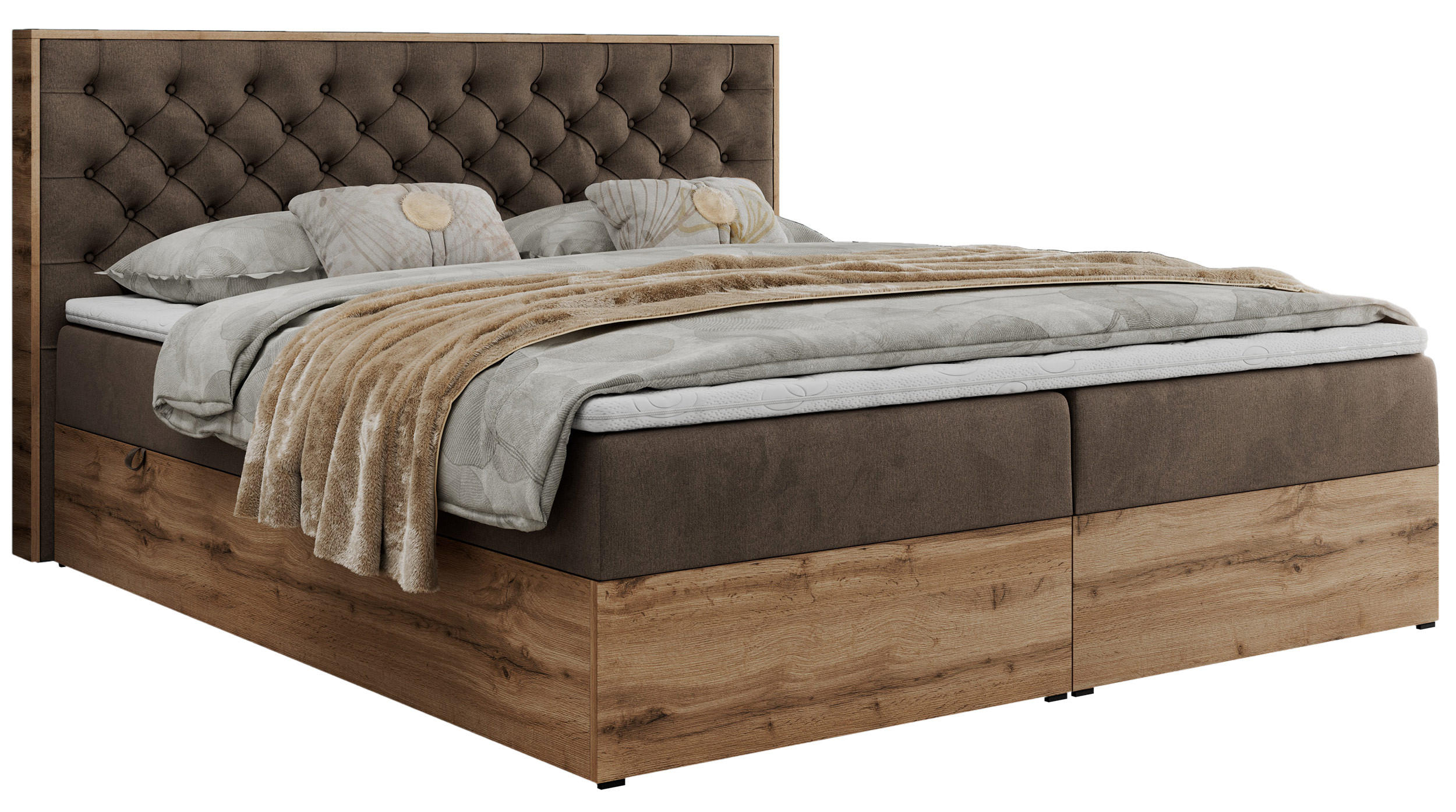 BOXBETT ALBERO 3 - 140/200 Braun Velvet - H3 - Braun, Holz/Textil (140/200cm) - MKS