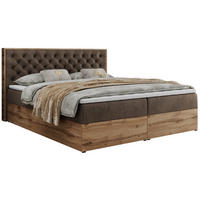 BOXBETT ALBERO 3 - 180/200 Braun Velvet - H3 - Braun, Holz/Textil (180/200cm) - MKS