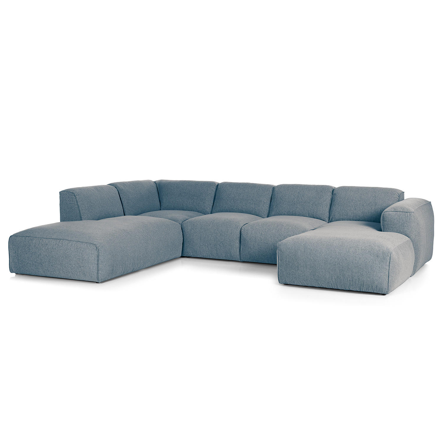 WOHNLANDSCHAFT mit Longchair - Blau/Schwarz, Kunststoff/Textil (325/71/235cm) - home24