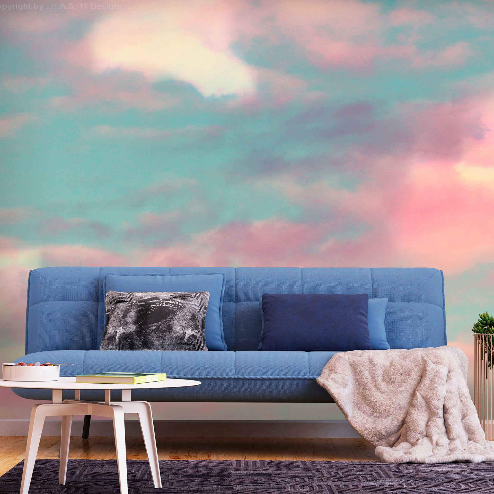SELBSTKLEBENDE FOTOTAPETE 245/175 cm - Blau/Pink, Kunststoff/Textil (245/1cm) - KUNSTLOFT