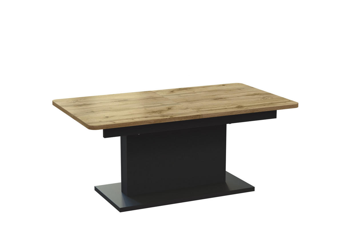 COUCHTISCH rechteckig Eiche Wotan - Schwarz matt 126/70/58 cm - Eiche Wotan/Schwarz, Holzwerkstoff (70/126/58cm) - designimpex