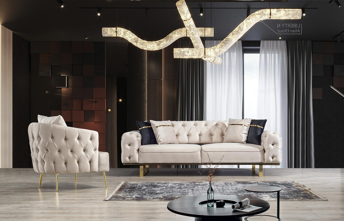 SITZGARNITUR Roma Beige Stellvariante:3+1+1 - Beige, Holz (240/81/103cm) - Villa Möbel