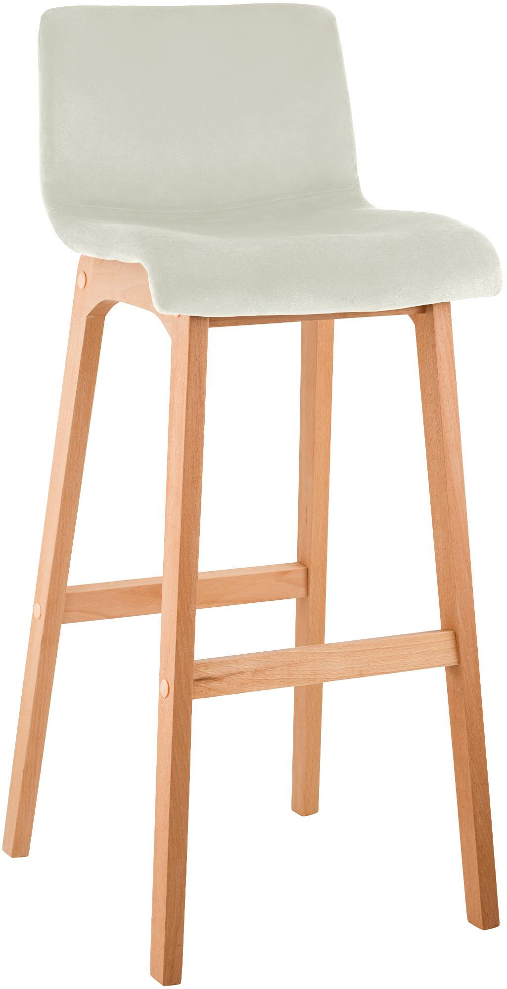 BARHOCKER Samt Creme - Eukalyptusholzfarben/Creme, Holz/Textil (41/101/46cm) - CLP