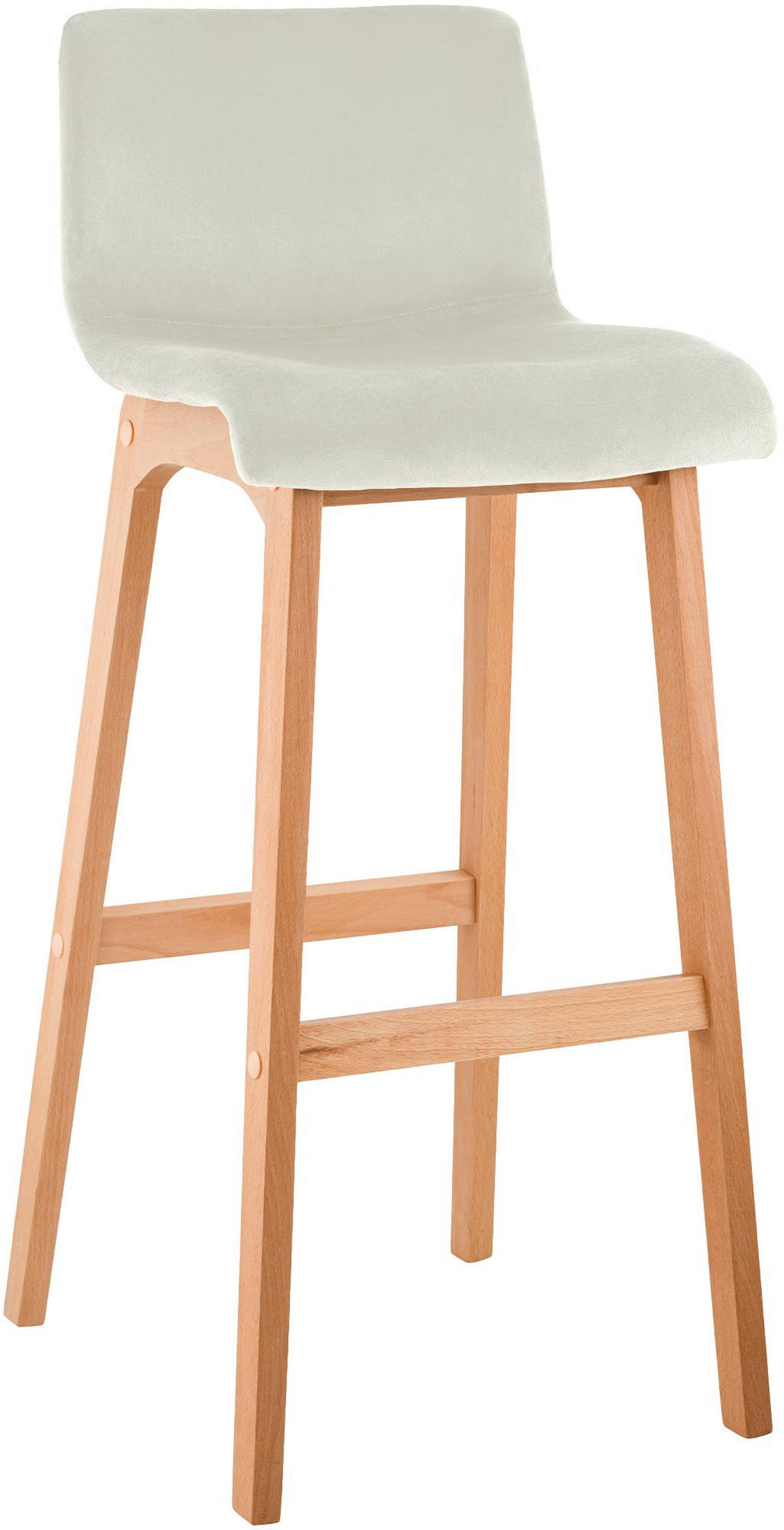 BARHOCKER Samt Creme - Eukalyptusholzfarben/Creme, Holz/Textil (41/101/46cm) - CLP