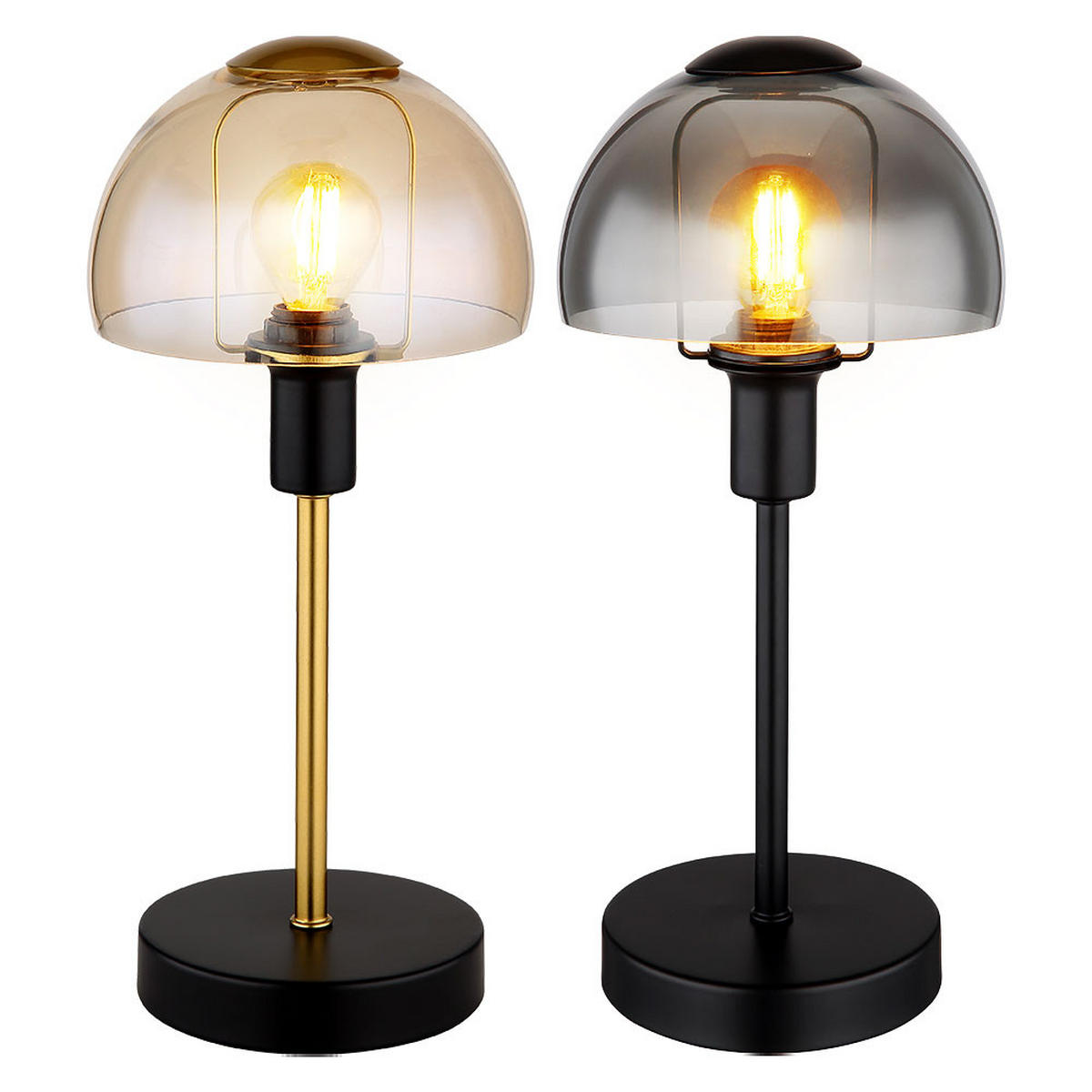 LED TISCHLEUCHTE Kokkini Schwarz Metall Glas - Schwarz, Glas (15/15/32cm) - Globo Lighting