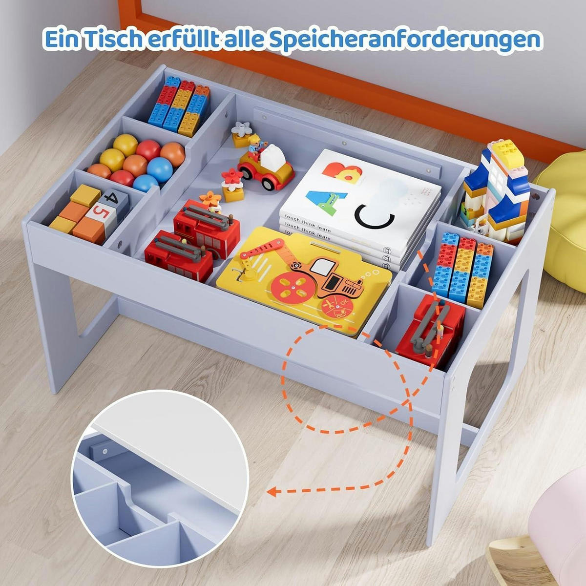 KINDERTISCH mit 2 Stühlen 3-teiliges Set Blau - Hellblau, Holzwerkstoff (48/48/80cm)