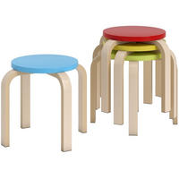 HOCKER 4er-Set stapelbar 36 x 36 x 30 cm Multicolor Birken-Sperrholz - Multicolor, Holz (36/30/36cm) - Meubliv