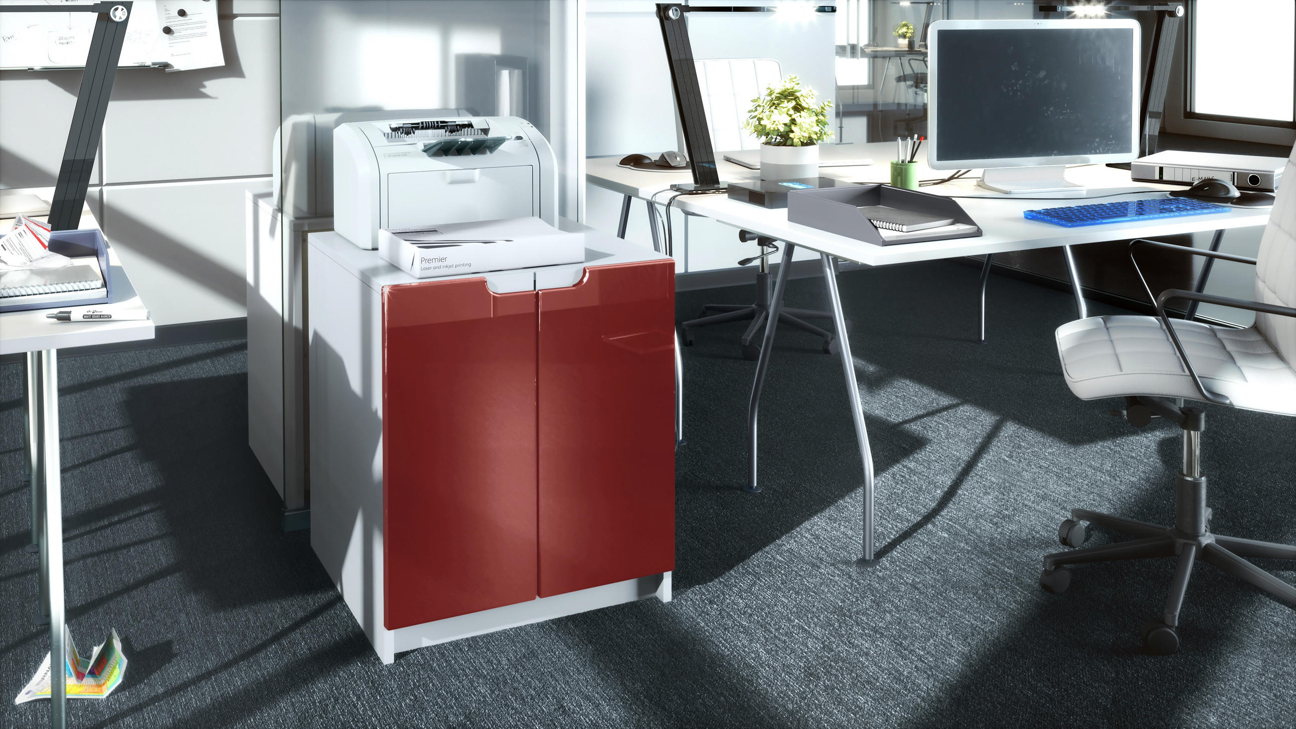 KOMMODE Logan Fronten in Bordeaux Hochglanz - Bordeaux, Holzwerkstoff (51/60.5/54cm) - Vladon