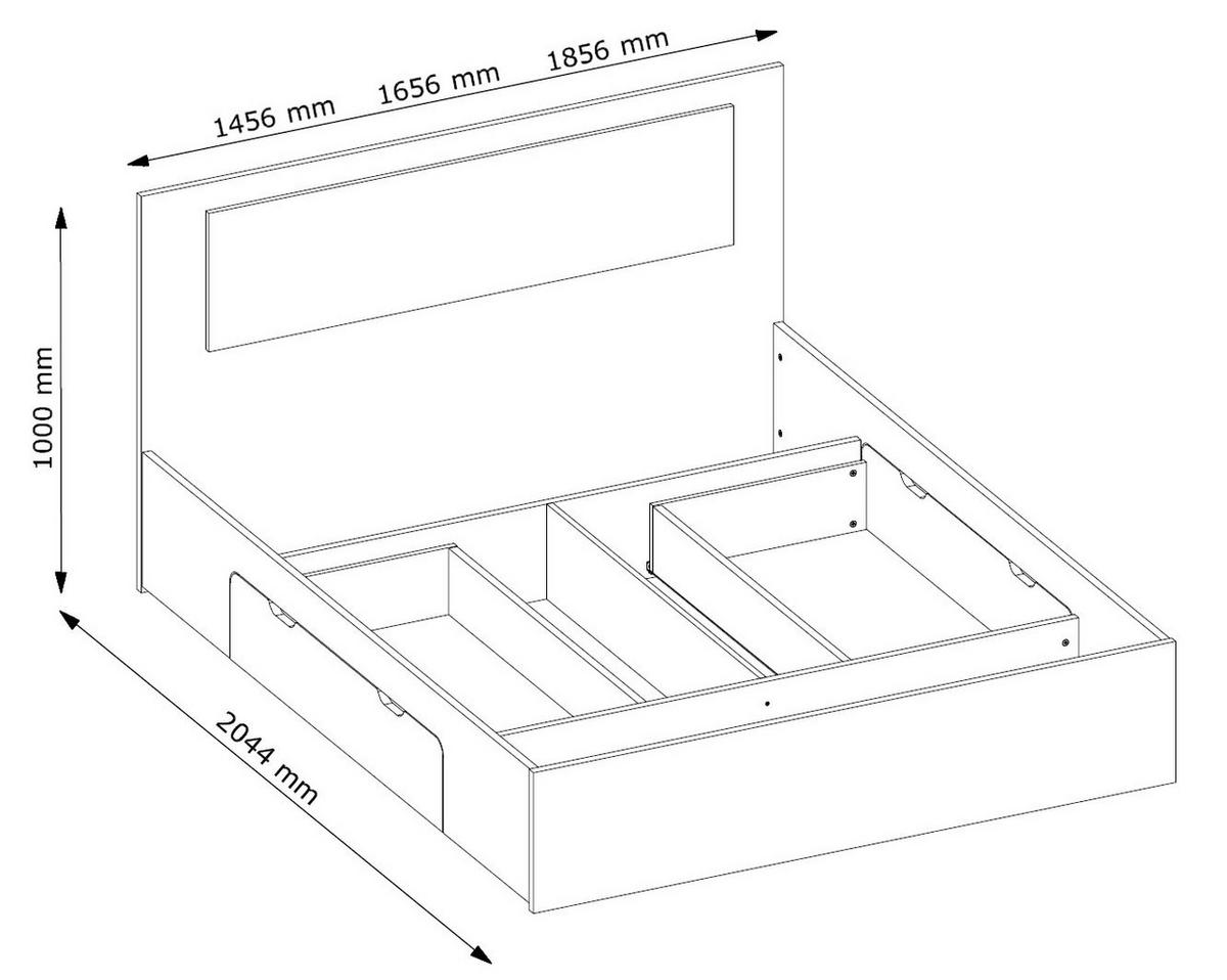 DOPPELBETT Fino weiß 185,6 / 204,4 / 100cm - Weiß, Holz/Holzwerkstoff (180/200cm) - Feldmann-Wohnen
