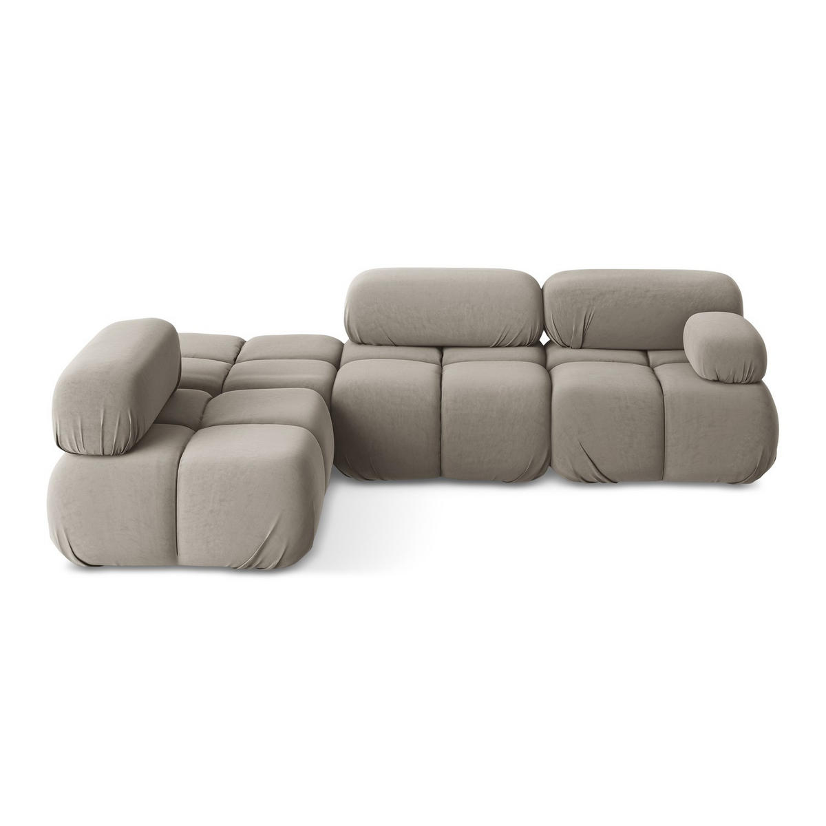 ECKSOFA Links Samt Stoff Grau - Taupe/Lila, Kunststoff/Textil (190/285cm) - LaMiaSofa