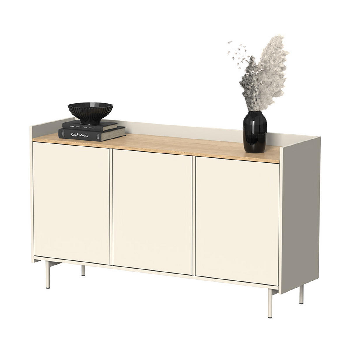 KOMMODE Velina Creme 140 x 82 cm mit 6 Fächern - Eichefarben/Creme, Holzwerkstoff (140/82/40cm) - Vicco