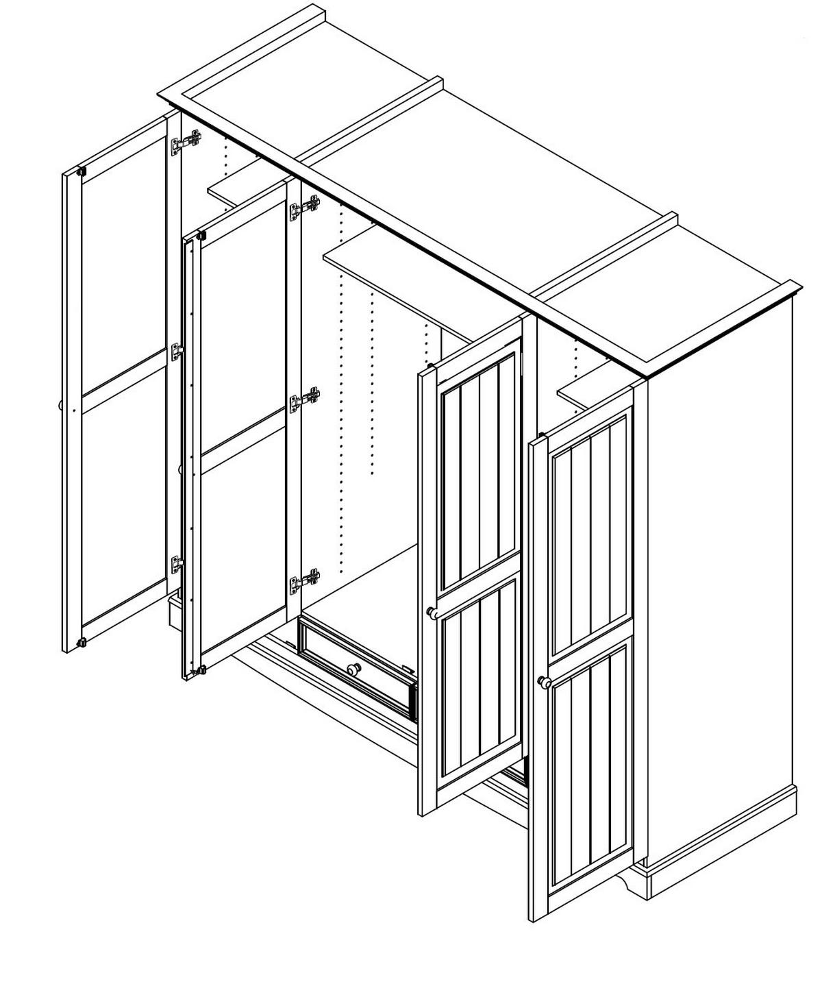 KLEIDERSCHRANK Belluno Elegante Kiefer weiß (RAL9010) lackiert 202 / 64 / 190cm - Weiß, Holz/Metall (202/190/64cm) - Feldmann-Wohnen