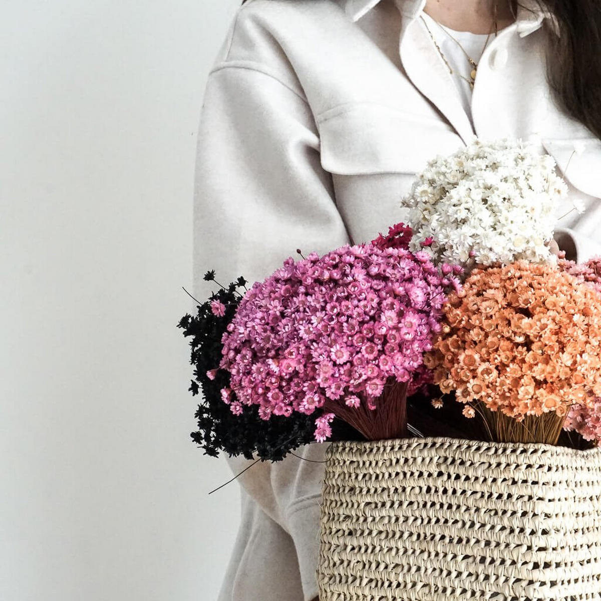 TROCKENBLUMEN Glixia Bund in Rosa - Rosa, Naturmaterialien (45cm) - Lykke & You