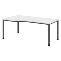 SCHREIBTISCH Serie-H Gestell: Graphit 100/180/74 cm in Weiß - Weiß, Holzwerkstoff (100/180/74cm) - bümö