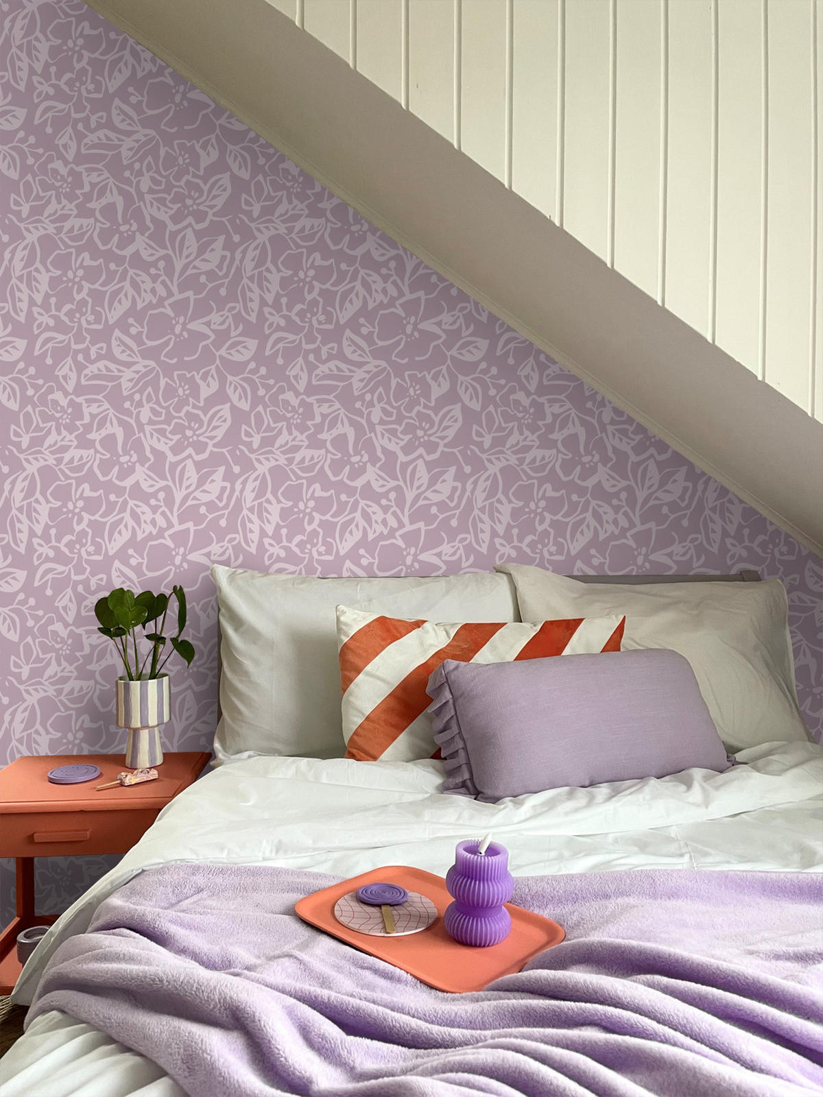 TAPETE Blätter und Blumen 50 x 900 cm - Lila, Papier (50/0.1cm) - ESTAhome