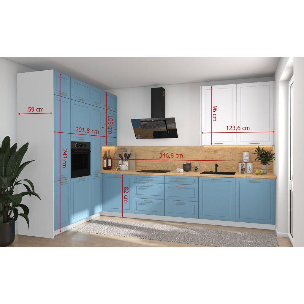 Thumbnail - Feldmann-Wohnen L-Form, Violett, Metall, L-Form, 347x243x202 cm, Küchen, Küchenzeilen & Küchenblöcke, Küchenzeilen ohne ...