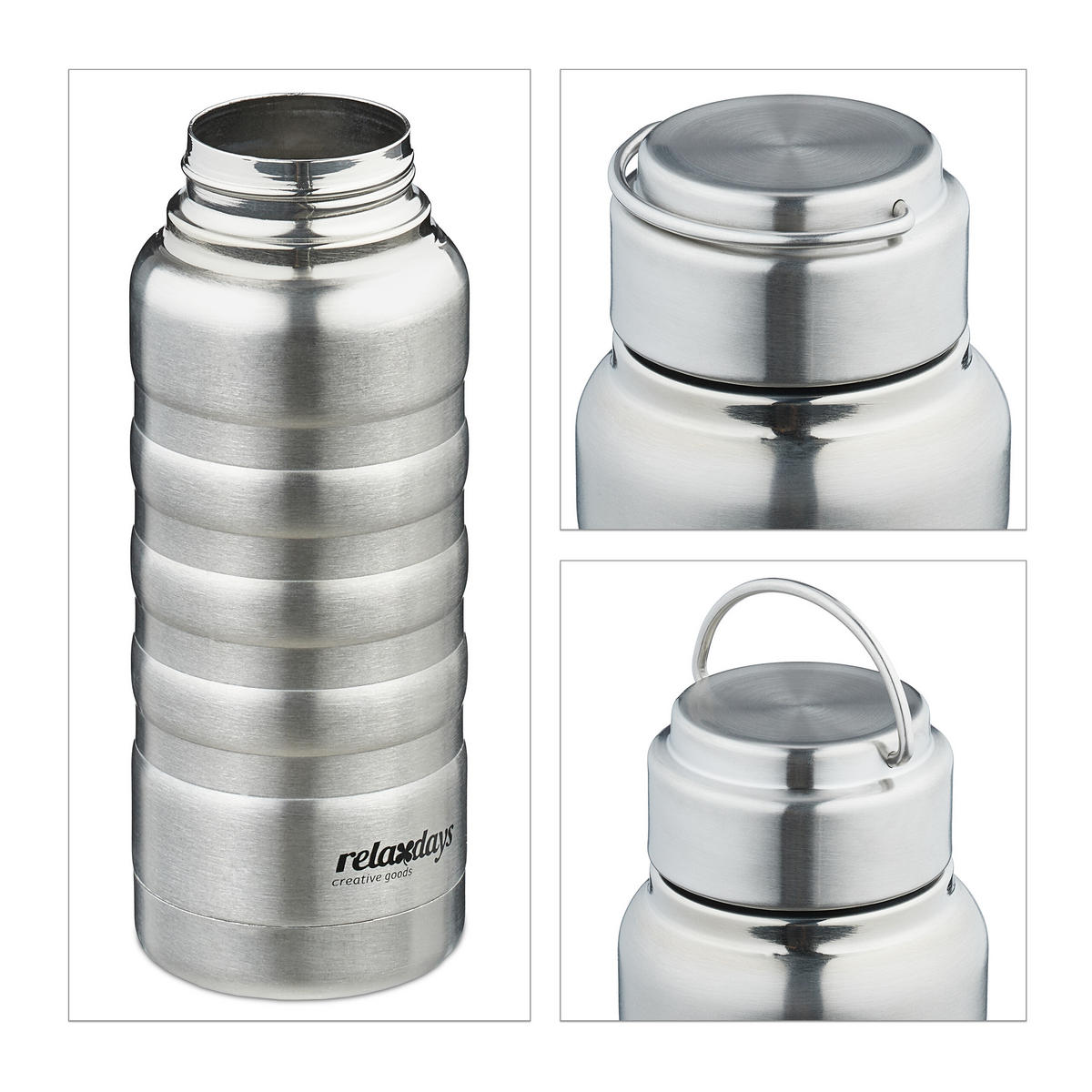 EDELSTAHL-TRINKFLASCHE - Silberfarben, Metall (0.4L) - Relaxdays