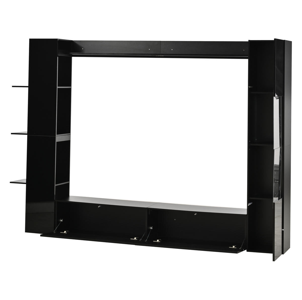 WOHNWAND mit TV-Schrank 245 x 30 x 170 cm 4-tlg. - Schwarz, Holzwerkstoff (30/170/245cm) - Beauniv