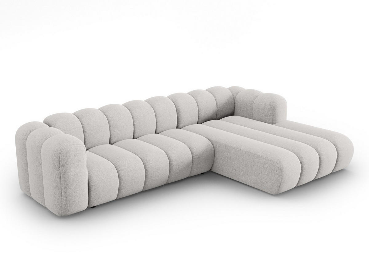 ECKSOFA modular rechts Lupine aus Chenille-Stoff hellgrau 4 Sitzplätze - Hellgrau, Textil (177/290cm) - Micadoni